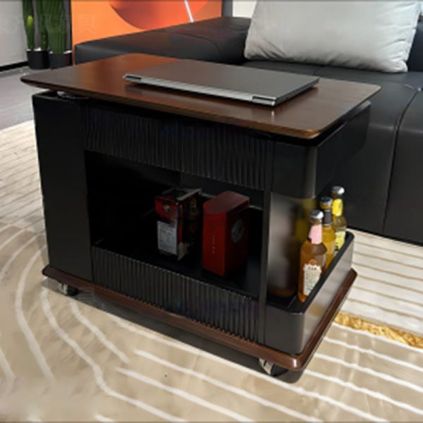 Modern Minimalist Rectangular Solid Wood Board Removable Coffee Table 2-Storage For Living Room - Image 15