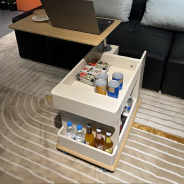Modern Minimalist Rectangular Solid Wood Board Removable Coffee Table 2-Storage For Living Room - Image 12