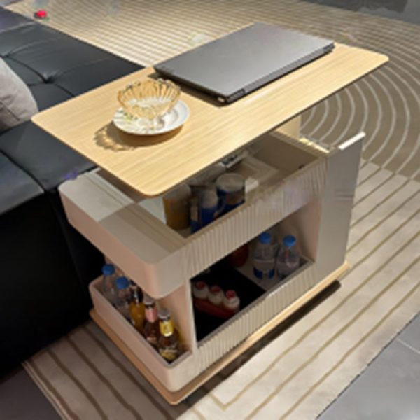 Modern Minimalist Rectangular Solid Wood Board Removable Coffee Table 2-Storage For Living Room - Image 10