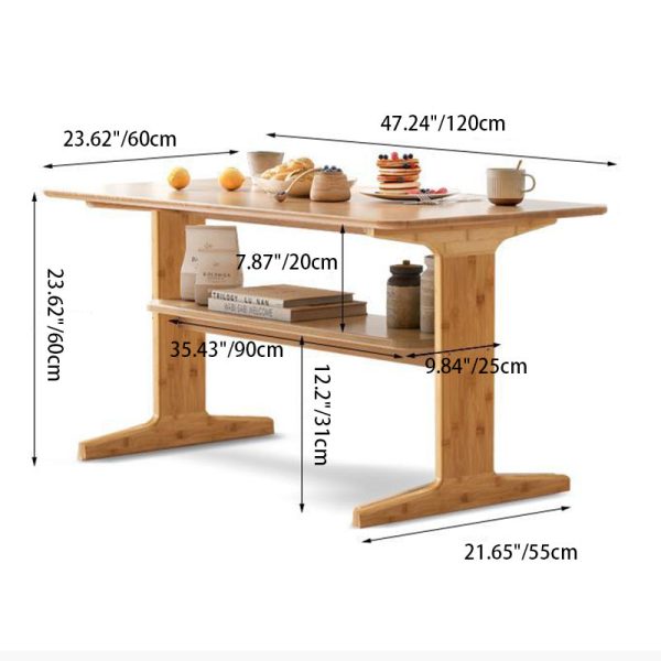 Modern Minimalist Rectangular Bamboo Coffee Table For Living Room - Image 4