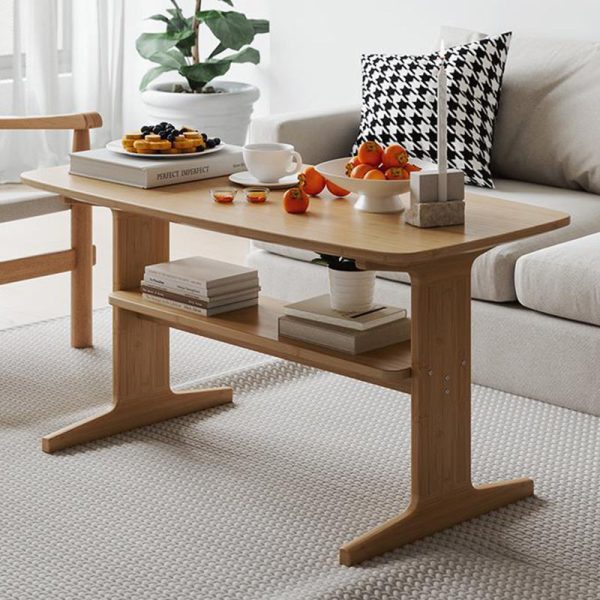 Modern Minimalist Rectangular Bamboo Coffee Table For Living Room - Image 3