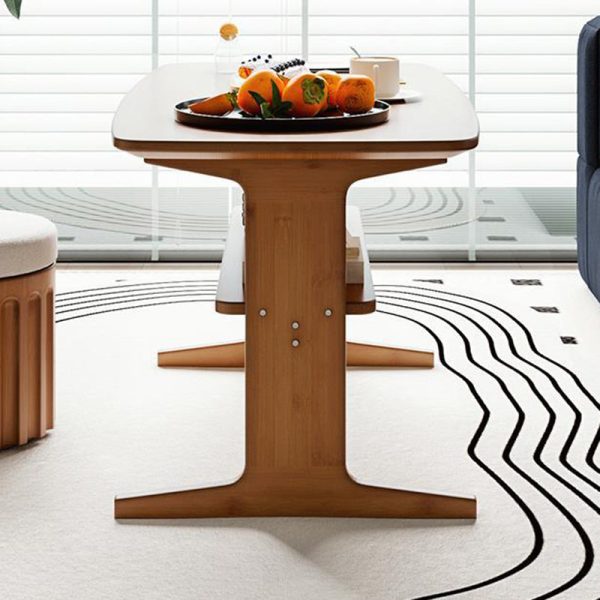 Modern Minimalist Rectangular Bamboo Coffee Table For Living Room - Image 11
