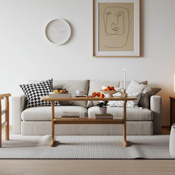 Modern Minimalist Rectangular Bamboo Coffee Table For Living Room - Image 9