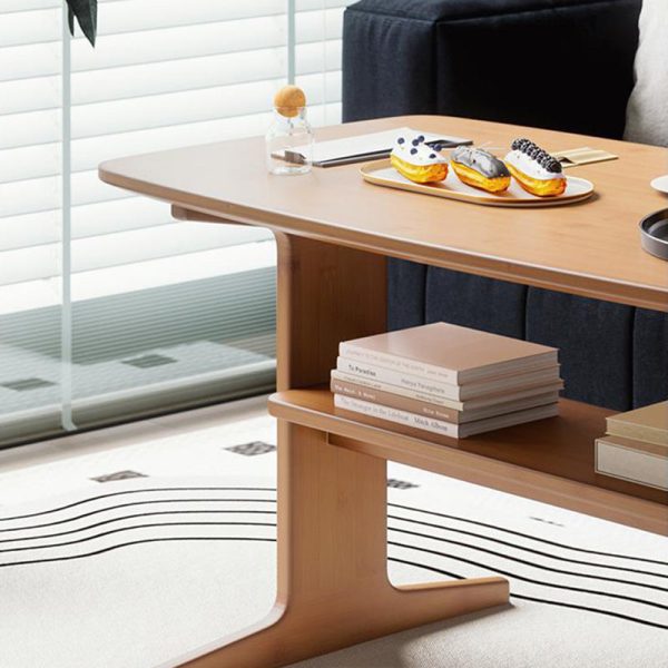 Modern Minimalist Rectangular Bamboo Coffee Table For Living Room - Image 6