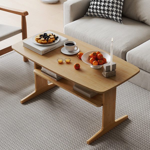 Modern Minimalist Rectangular Bamboo Coffee Table For Living Room - Image 12