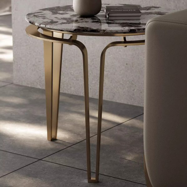 Contemporary Luxury Round Marble Top Stainless Steel Coffee Table For Living Room - Image 5