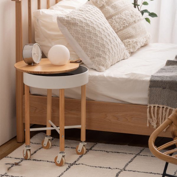 Modern Minimalist Removable Round Wood Iron End Table 1-Storage For Living Room - Image 10