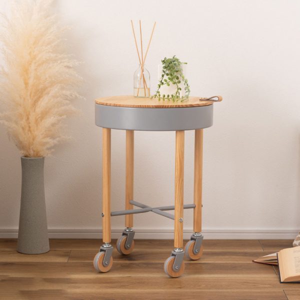 Modern Minimalist Removable Round Wood Iron End Table 1-Storage For Living Room - Image 3