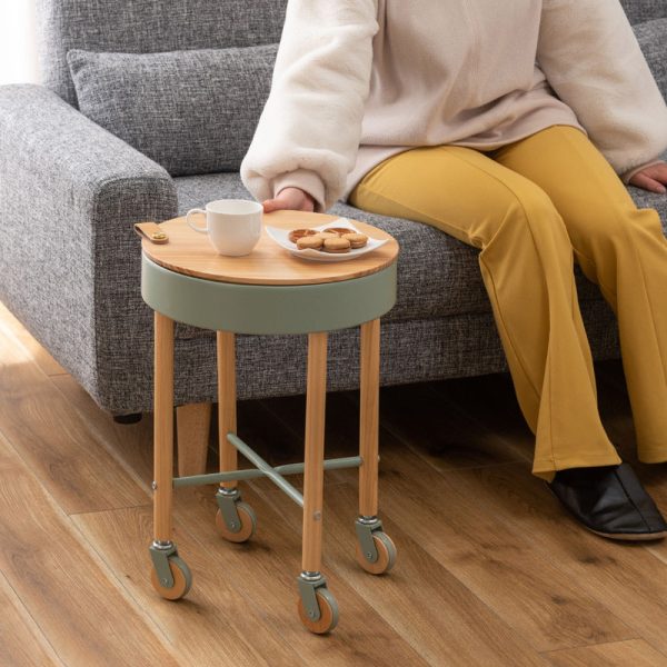 Modern Minimalist Removable Round Wood Iron End Table 1-Storage For Living Room - Image 11