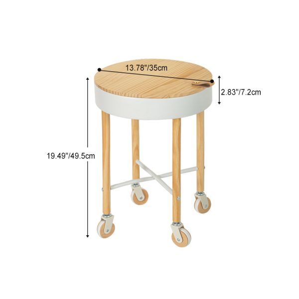 Modern Minimalist Removable Round Wood Iron End Table 1-Storage For Living Room - Image 4