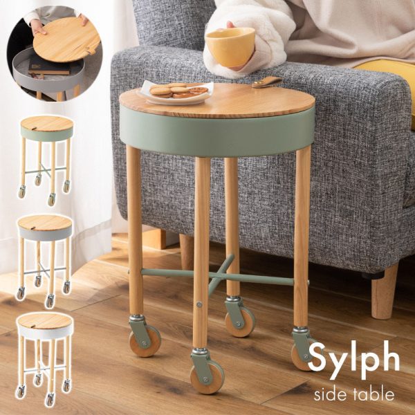 Modern Minimalist Removable Round Wood Iron End Table 1-Storage For Living Room - Image 8