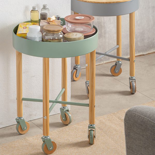 Modern Minimalist Removable Round Wood Iron End Table 1-Storage For Living Room - Image 9