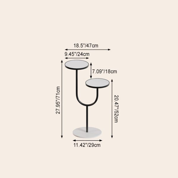 Contemporary Creative Round PP Top Rock Slab Iron End Table 2-Tier For Living Room - Image 4