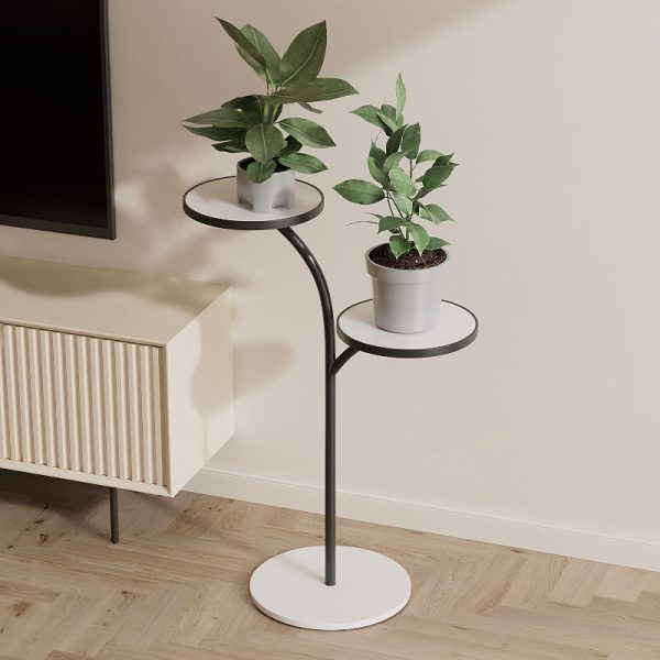 Contemporary Creative Round PP Top Rock Slab Iron End Table 2-Tier For Living Room - Image 16