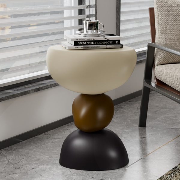 Contemporary Creative Round Resin End Table 1-Tier For Living Room - Image 3