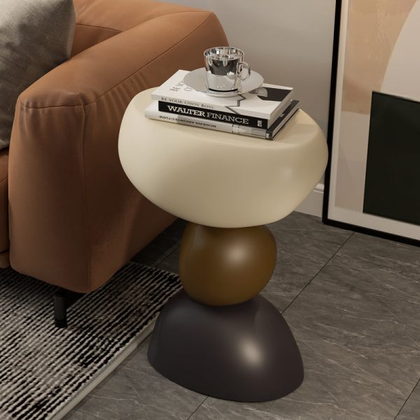Contemporary Creative Round Resin End Table 1-Tier For Living Room - Image 7