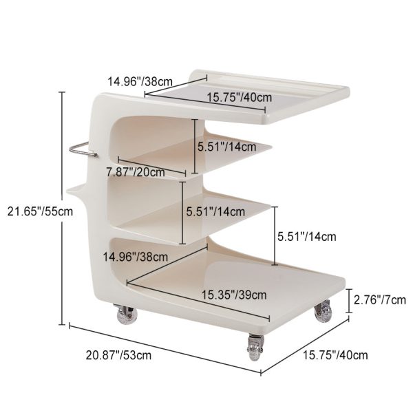 Contemporary Nordic Rectangular PC Plastic End Table 4-Tier Movable For Living Room - Image 4