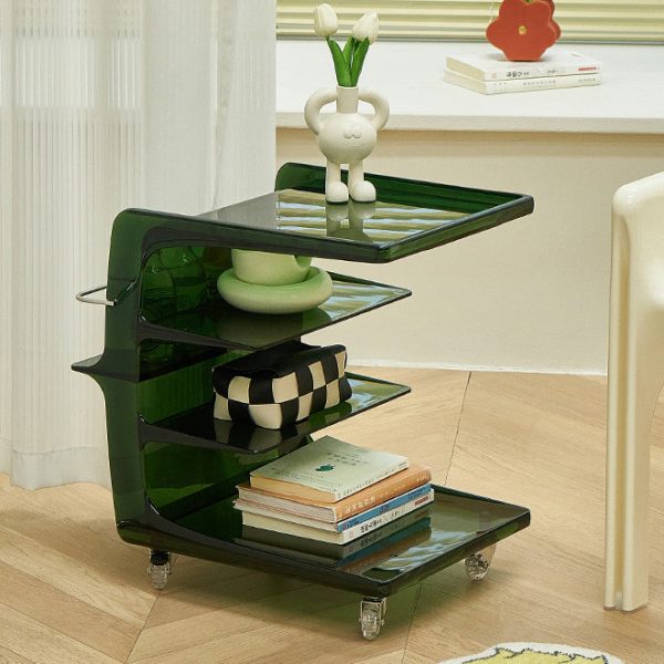 Contemporary Nordic Rectangular PC Plastic End Table 4-Tier Movable For Living Room - Image 3