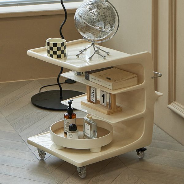 Contemporary Nordic Rectangular PC Plastic End Table 4-Tier Movable For Living Room - Image 14