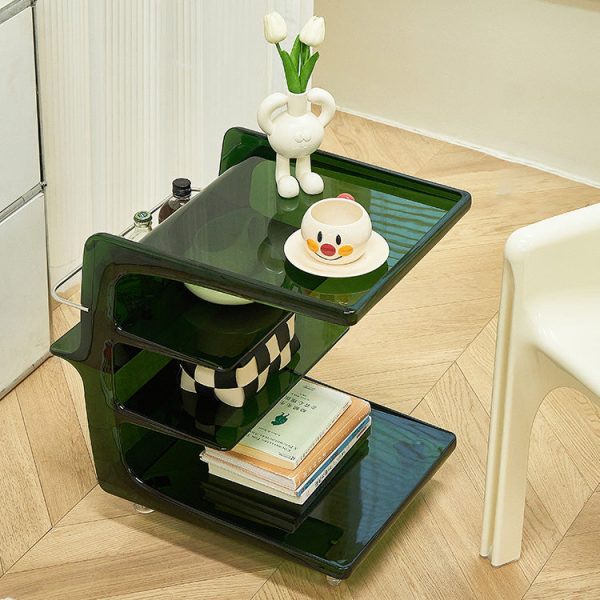 Contemporary Nordic Rectangular PC Plastic End Table 4-Tier Movable For Living Room - Image 13