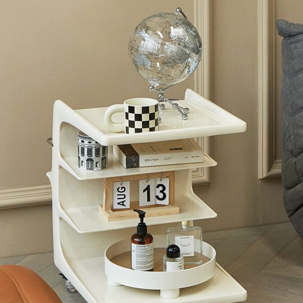 Contemporary Nordic Rectangular PC Plastic End Table 4-Tier Movable For Living Room - Image 8