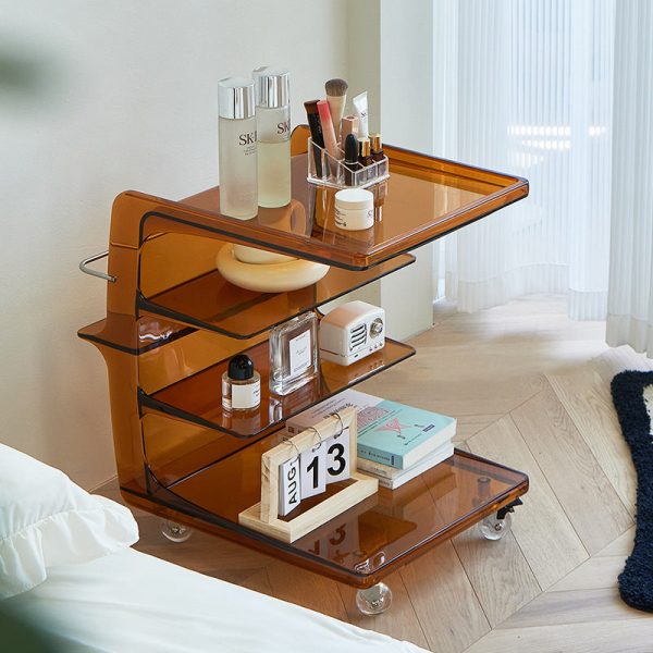 Contemporary Nordic Rectangular PC Plastic End Table 4-Tier Movable For Living Room - Image 9