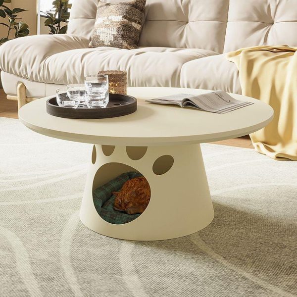 Contemporary Creative Round Board Iron Cat Nest Coffee Table 1-Tier For Living Room - Image 12