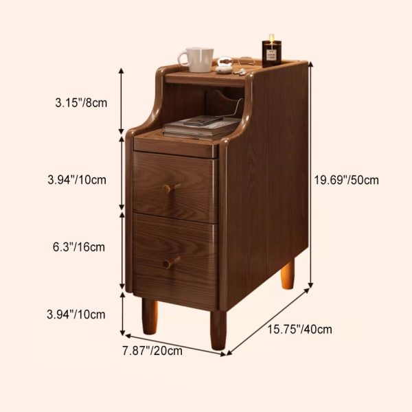 Modern Minimalist Rectangular Solid Wood Nightstand 2-Drawer For Bedroom - Image 4
