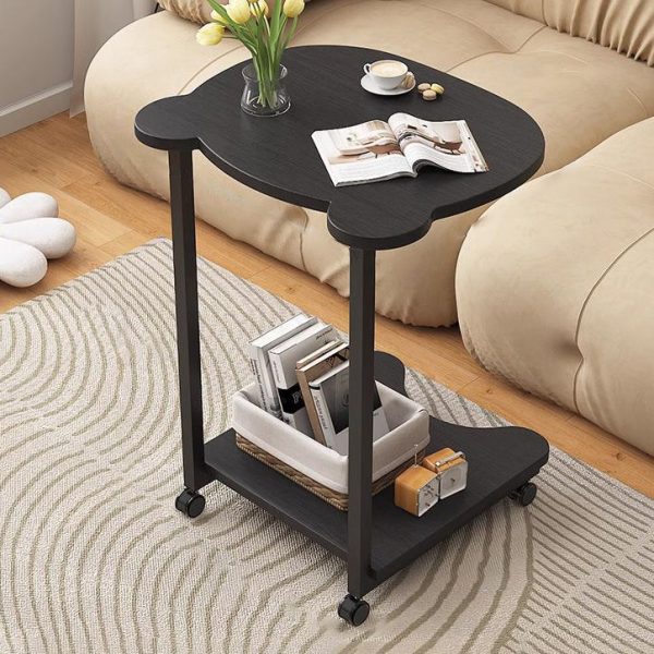 Modern Minimalist Removable Bear Shape Density Board Carbon Steel End Table 2-Tier For Living Room - Image 2