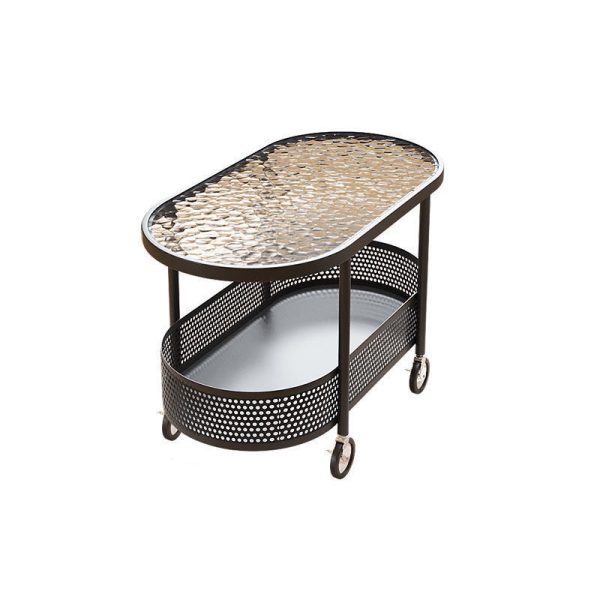 Modern Simplicity Oval Glass Top Iron Movable End Table 1-Tier Cabinet For Living Room - Image 18