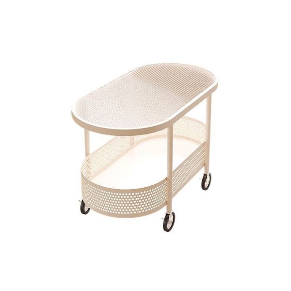Modern Simplicity Oval Glass Top Iron Movable End Table 1-Tier Cabinet For Living Room - Image 13