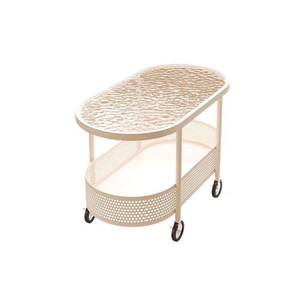 Modern Simplicity Oval Glass Top Iron Movable End Table 1-Tier Cabinet For Living Room - Image 15