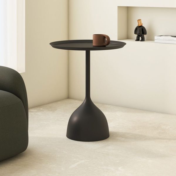 Modern Minimalist Round Iron End Table 1-Tier For Living Room