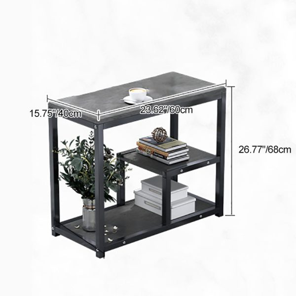 Traditional Vintage Rectangular Board Iron End Table 3-Tier For Living Room - Image 5