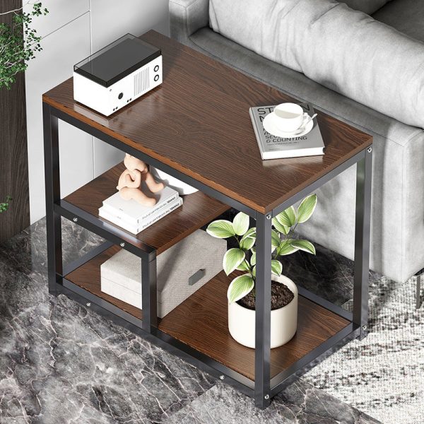 Traditional Vintage Rectangular Board Iron End Table 3-Tier For Living Room - Image 3