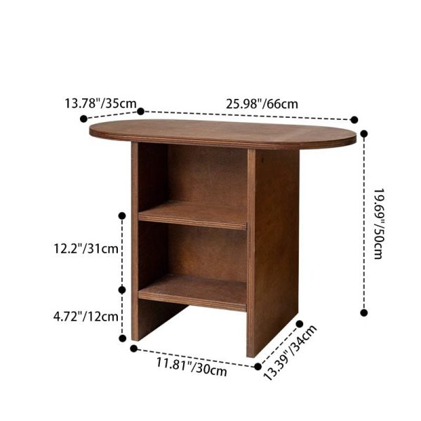Contemporary Scandinavian Oval Rectangular Solid Wood End Table 3-Tier For Living Room - Image 6