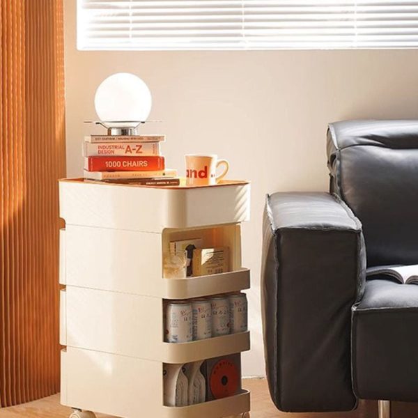 Modern Minimalist Rectangular ABS Stainless Steel Side Table 2/3 Drawer For Living Room - Image 2