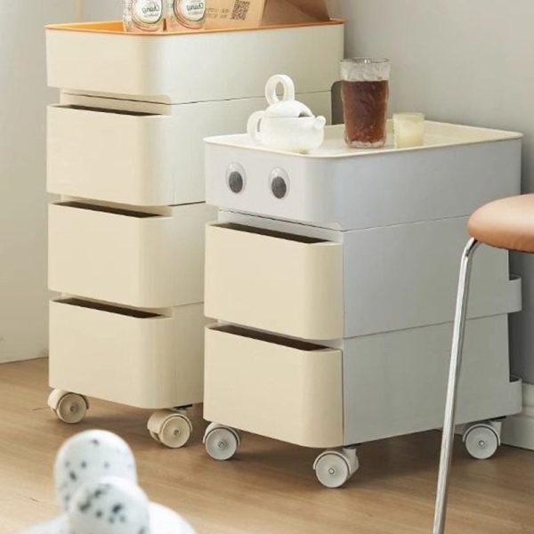 Modern Minimalist Rectangular ABS Stainless Steel Side Table 2/3 Drawer For Living Room - Image 4