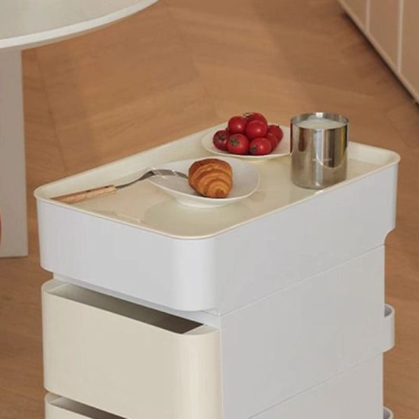 Modern Minimalist Rectangular ABS Stainless Steel Side Table 2/3 Drawer For Living Room - Image 9