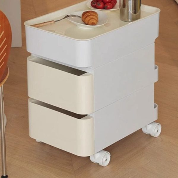 Modern Minimalist Rectangular ABS Stainless Steel Side Table 2/3 Drawer For Living Room - Image 11