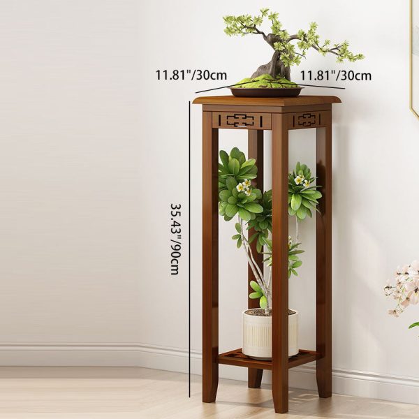 Traditional Chinese Rectangular Carved Solid Wood Side Table 1/2 Tier For Living Room - Image 6