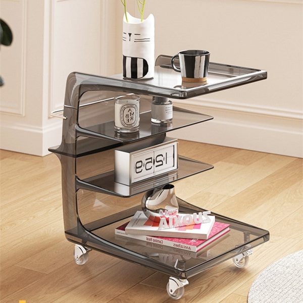 Modern Minimalist Rectangular PC Stainless Steel Side Table 4-Tier For Living Room - Image 4