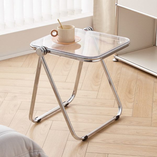 Modern Minimalist Rectangular Acrylic Plated Metal Side Table 1-Tier For Living Room - Image 11