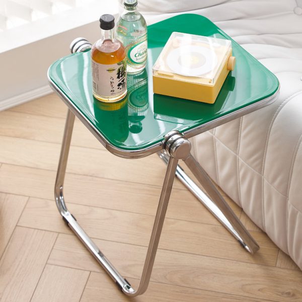 Modern Minimalist Rectangular Acrylic Plated Metal Side Table 1-Tier For Living Room - Image 16