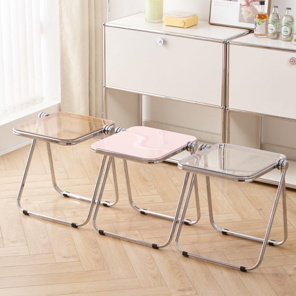 Modern Minimalist Rectangular Acrylic Plated Metal Side Table 1-Tier For Living Room - Image 18
