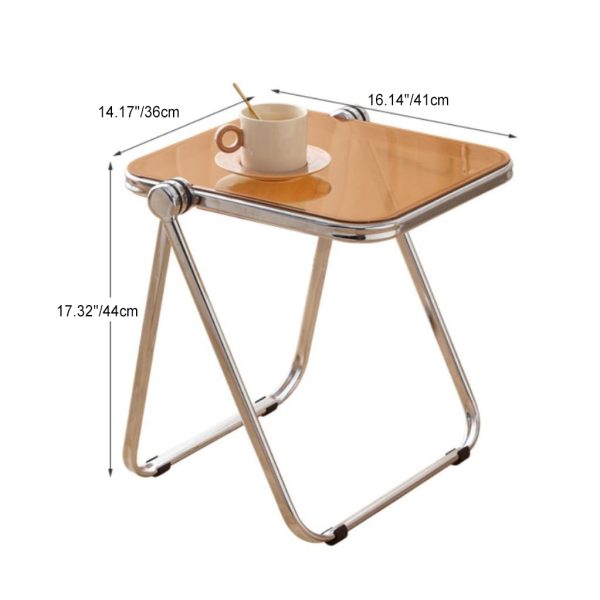 Modern Minimalist Rectangular Acrylic Plated Metal Side Table 1-Tier For Living Room - Image 3