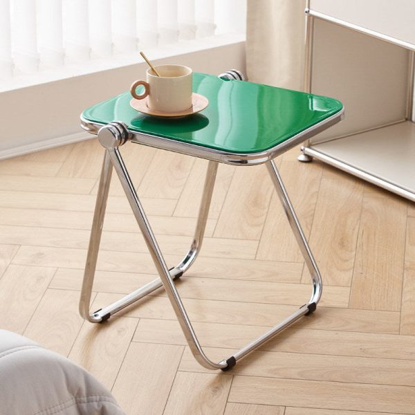 Modern Minimalist Rectangular Acrylic Plated Metal Side Table 1-Tier For Living Room - Image 5