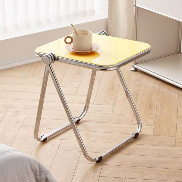 Modern Minimalist Rectangular Acrylic Plated Metal Side Table 1-Tier For Living Room - Image 6