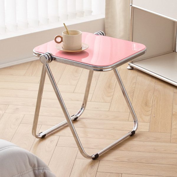 Modern Minimalist Rectangular Acrylic Plated Metal Side Table 1-Tier For Living Room - Image 7