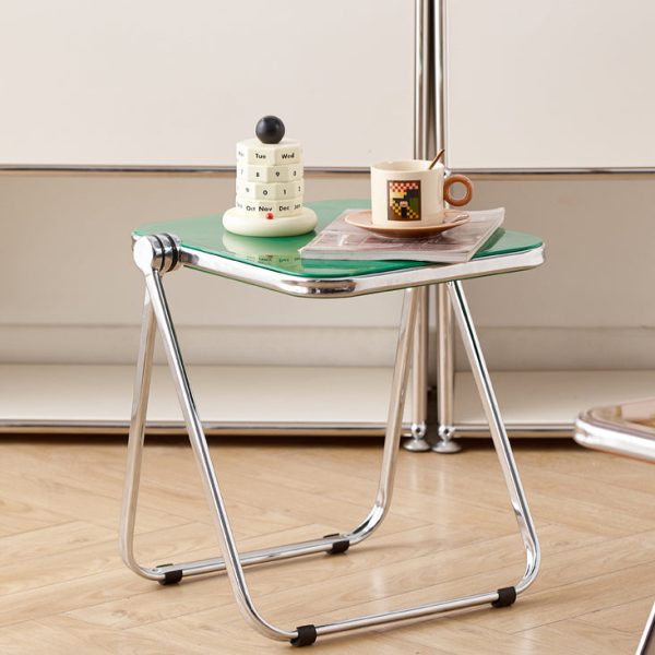Modern Minimalist Rectangular Acrylic Plated Metal Side Table 1-Tier For Living Room - Image 20